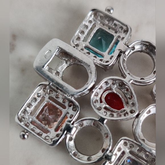 Dazzling Sterling Silver 925 Gemstones Bracelet - Picture 6 of 16